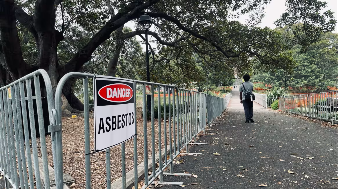 Gate blocking people from entering area with asbestos